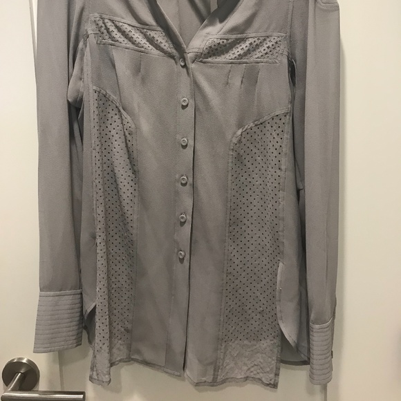 Byron Lars Loose Fitting Grey Sheer Blouse - Picture 3 of 13